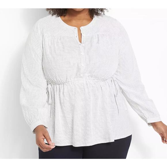 Lane Bryant Women's Plus Size Stripe No-Peek Waist Popover Blouse 18/20 2X New - Picture 1 of 7
